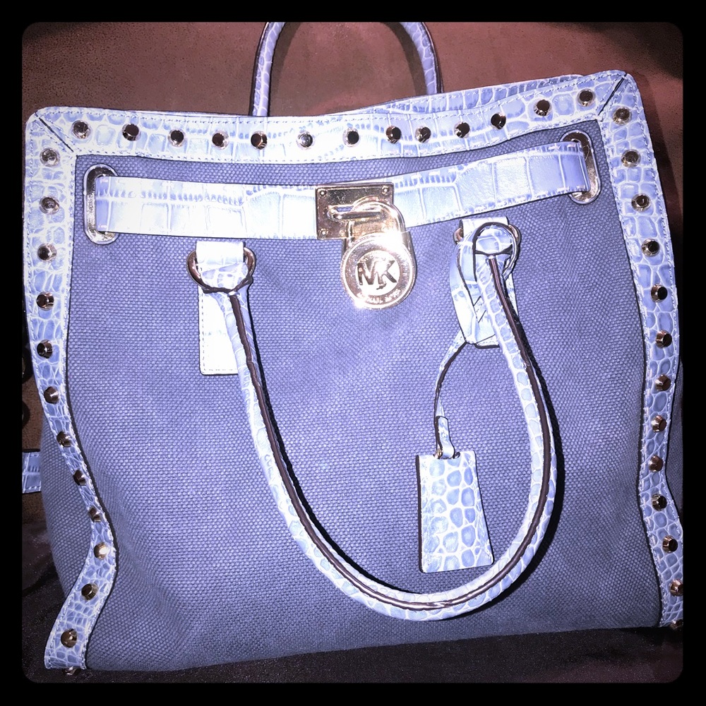 Michael Kors Denim & Gold-stud Large Hamilton Bag